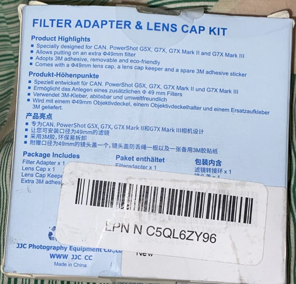 JJC RN-G7XM2 Filter adapter Lens Cap keeper kit set for Canon G5X G7X Mark II - Image 3 of 3