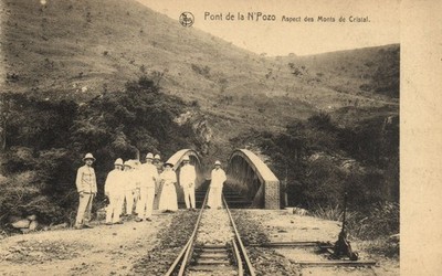 PC AFRIKA BELGISCH KONGO KONGO N'POZO EISENBAHNBRÜCKE VINTAGE POSTKARTE (b64343)