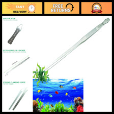Extra Long 18.9" Aquarium Tweezers  Hanger, Stainless Steel Feeding Tongs for A