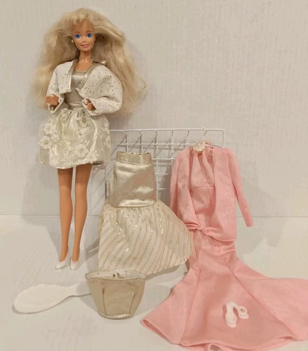 Vintage 1989 Target Barbie Gold and Lace Mattel Plus Extra Outfits & Shoes EUC