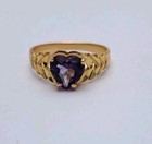 14kt New Ring Size 7 Heart Shaped Purple Amethyst Stone 2.3 grams — photo 2