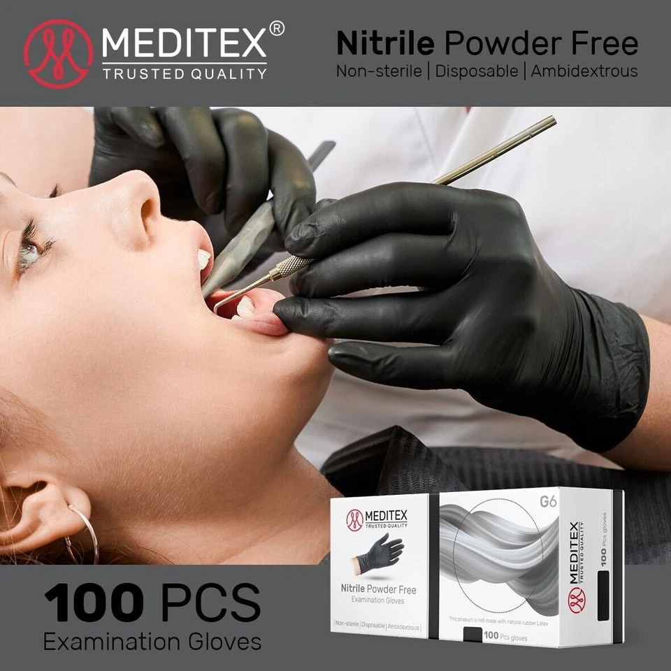 GUANTES DE NITRILO DE EXAMEN NEGROS DESECHABLES TATUAJE SIN POLVO 4MIL 1000 PIEZAS Foto 4 de 4