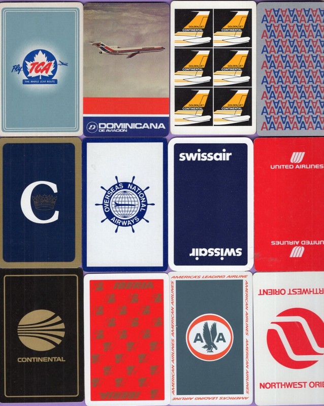 12 Single Swap Playing Cards AIRLINE ADS #5 AIRPLANE SOUVENIRS ASSORTED
