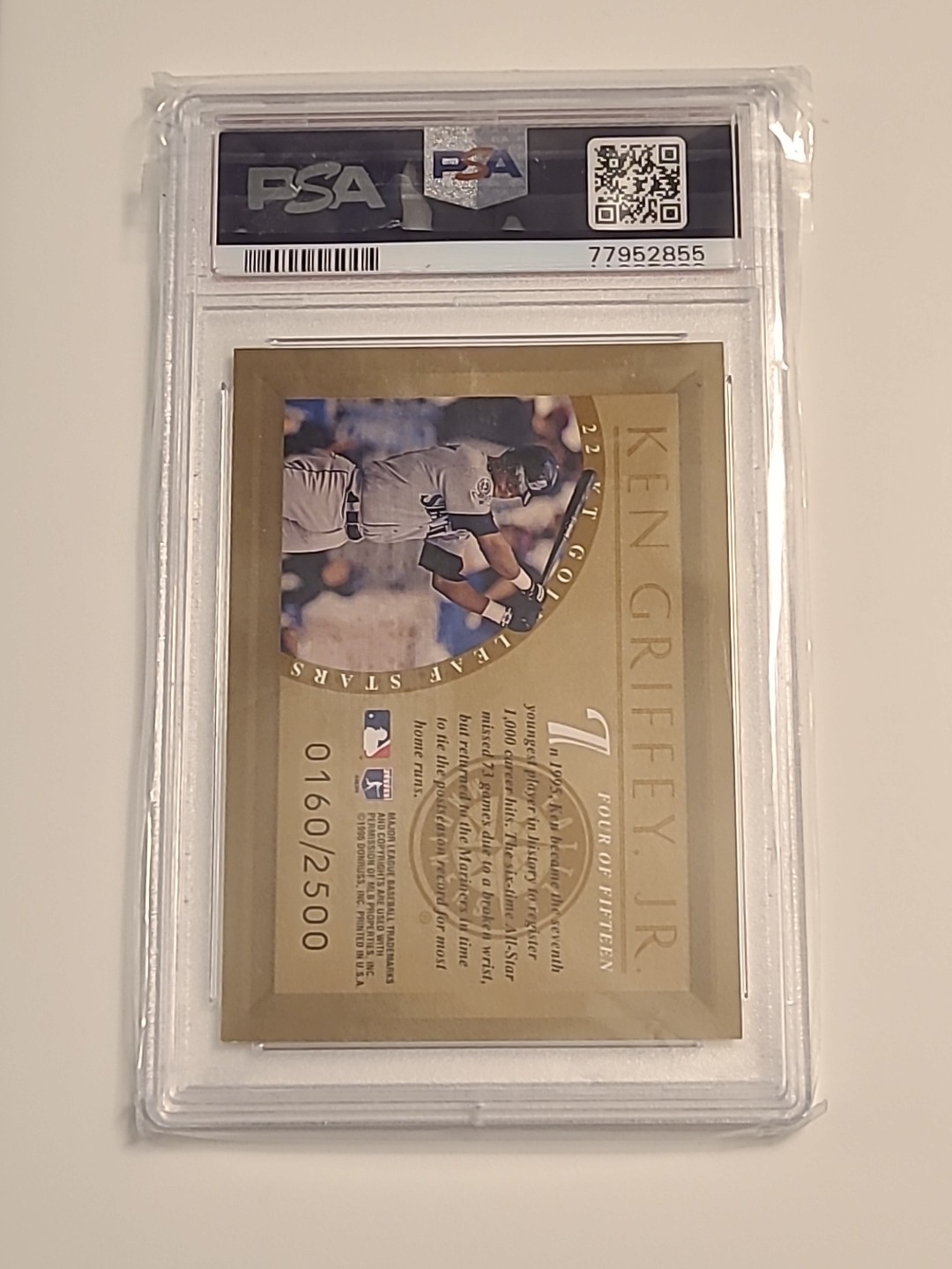 1996 Leaf 22 Karat Gold Leaf Stars /2500 Ken Griffey Jr #4 PSA 8 HOF view 2