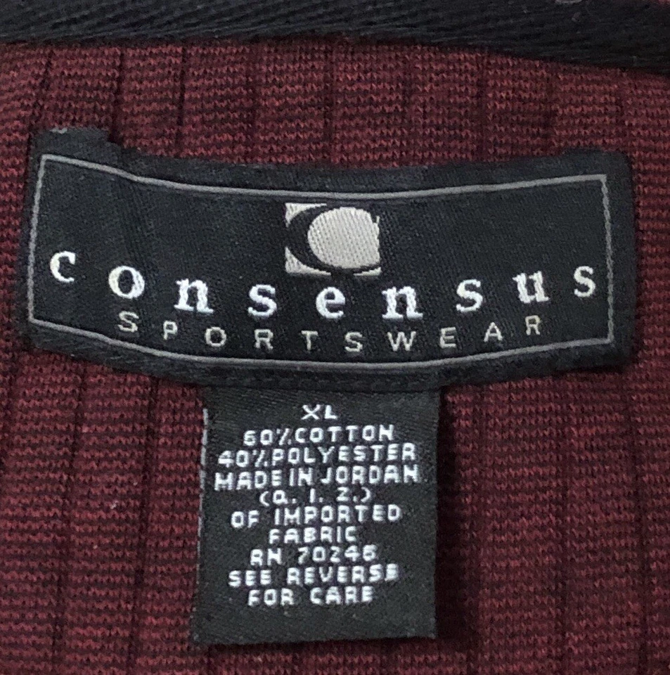 Vintage Consensus Sportwear Mens Size XL Ribbed Knit V Neck Stretch L/S Sweater  - Image 3 of 4