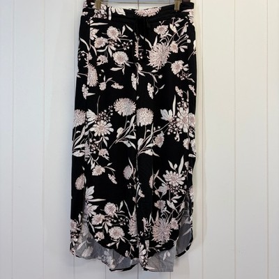 Maurices Boho Resort Floral Wide Leg Slit Pants Womens Size M Festival Beach