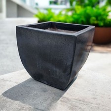 Vaso Quadrato in terracotta smaltata Antracite cm 57 arredo Casa Giardino
