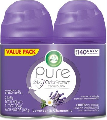 Air Wick Automatic Air Freshener Spray Refill, 2ct, Lavender & Chamomile, Odor N