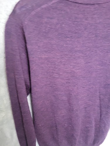 Linea Uomo Sweater Men Med Polo Banded Waist Wool Blend Collared Pullover Purple - Picture 13 of 16