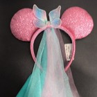 Disney Parks Pink Glitter Ear Headband w/ Butterfly Bow & Tulle Veil — photo 2