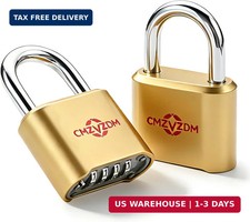 Combination Padlock, Heavy Duty 4 Digit Outdoor Combo Lock with Weather Resistan