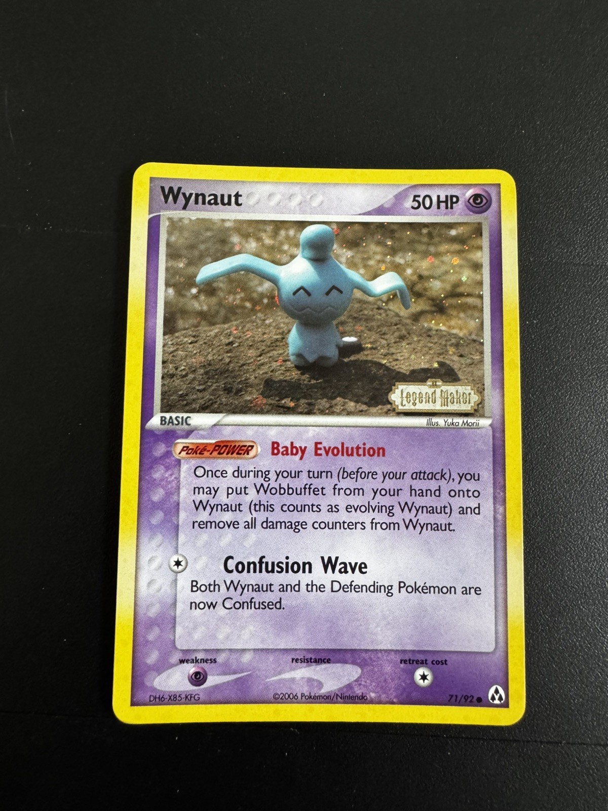 Wynaut 71/92 Legend Maker Stamped Reverse Holo Pokemon Yuka Morii Card LP