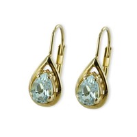 Damen Button Ohrringe OhrhäNger Echt Gold 333 (8 Kt) Mit Blautopas