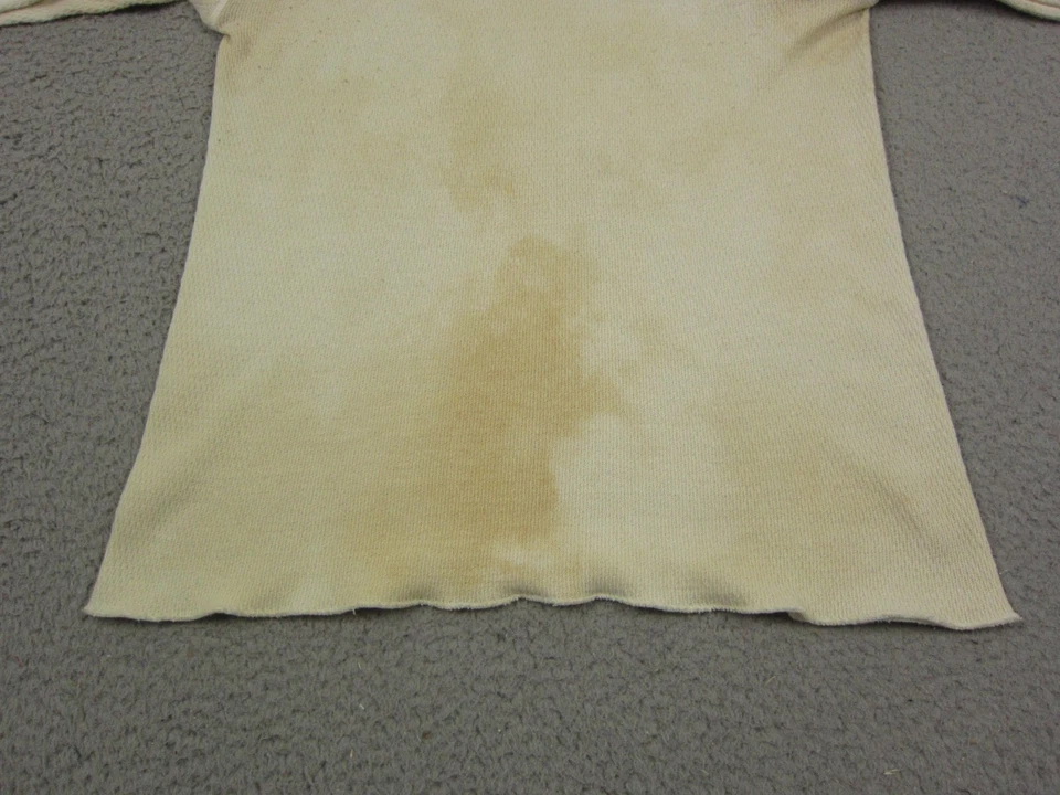 Vintage Shirt Adult Medium Creme Thermal Waffle Knit Soft Tee Crew Mens 70s - Image 2 of 4