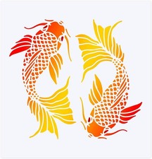 Koi Drawing Painting Stencils Templates 11.8x11.8inch Plastic Koi Fish Stenci...