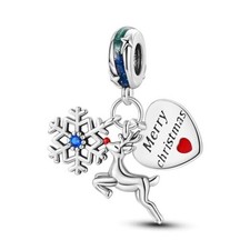 925 Sterling Silver Christmas Charm for Bracelet Snowflake Christmas elk Charm