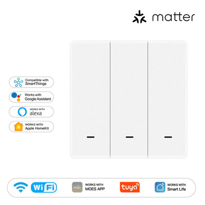 MOES Smart MATTER WIFI Switch 3-Gang (8-Stück)