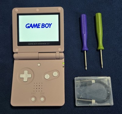 Satin Pink GameBoy Advance SP IPS V5 LCD USB-C Mod New Battery + EXTRAS!
