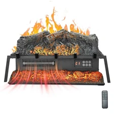 Electric Fireplace Log 25" Insert Heater w/ Realistic Flame & Crackling Sound