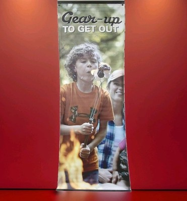 GEAR UP TO GET OUT CAMPING VINYL OUTDOOR SIGN STORE BANNER COMMERCIAL  30'' x 82''