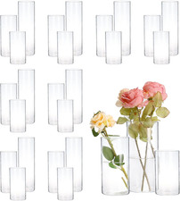 Hurricand Candle Holder 24 PCS, Glass Pillar Candle Holder, Clear Glass Cylinder