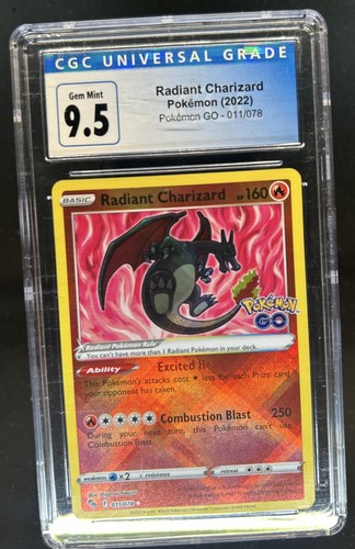 2022 Pokemon SWSH Pokemon GO Radiant Charizard Rare #011/078 CGC 9.5 MINT+