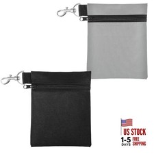 Golf Tee Bag, 2Pack Golf Tee Pouch 5.5 X 6.7 Inch Zipper Claw Clip Black, Gray