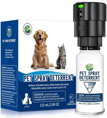 Motion Activated Pet Deterrent Spray for Cats Dogs Safe Odorless Indoor