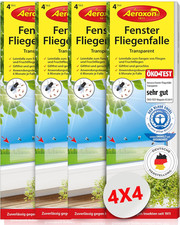 Aeroxon Fliegenfalle Fenster 16 Stück – Transparente Fliegenfänger Klebestreifen