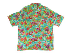 VTG Jams World 1980s Hawaiian Floral Rayon Shirt size L Surf gang 1936 Aloha