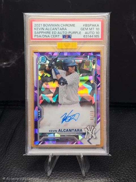Kevin Alcantara 2021 Bowman Chrome Sapphire Purple Auto /10 MBA GOLD DIAMOND RC
