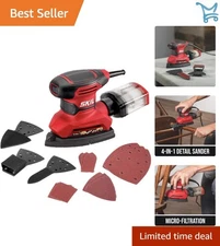 Corded Multi-Function Detail Sander with Micro-Filter Dust Box 12 Sanding Sheets