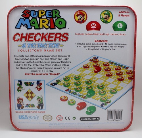 Super Mario Checkers & Tic Tac Toe Collector's Set Tin - NEW & SEALED - Picture 2 of 2