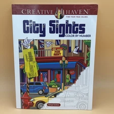Creative Haven City Sights Color by Number by George Toufexis (2018, Trade...