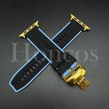 38 40 41 42 44 45 46 49 MM Rubber Band For Apple Watch Series 10 9 8 7 6 BLK/BL