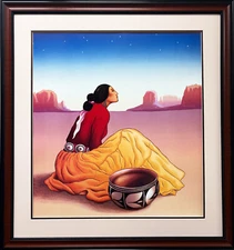 R.C. Gorman "La Noche" NEWLY CUSTOM FRAMED Lithograph SOUTHWEST ART NEW Navajo