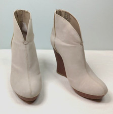 JENNIFER LOPEZ Women's 8.5 M Natural Beige High Heel Wedge Ankle Booties Shoes