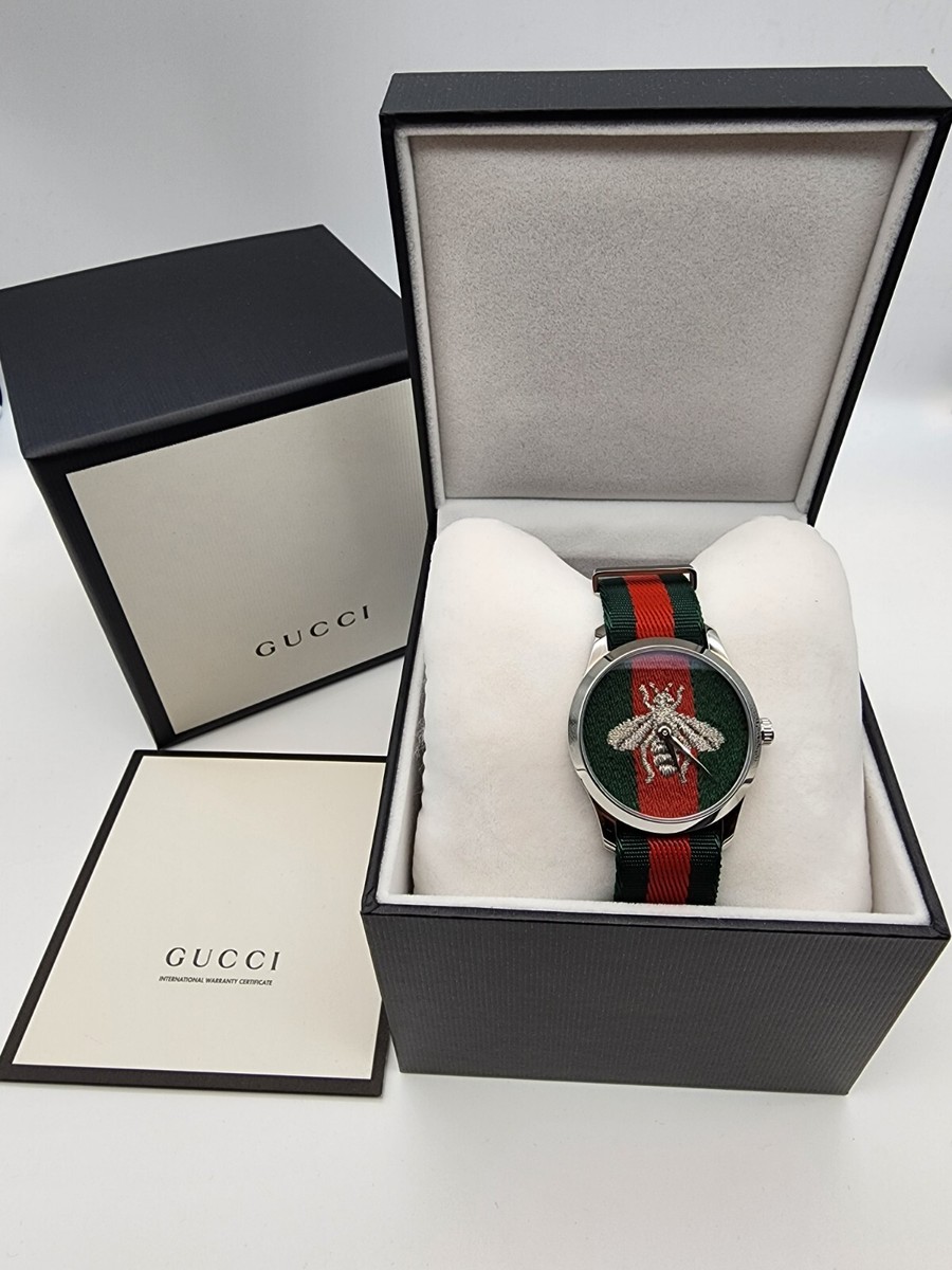 Gucci G-Timeless Quartz Green & Red Nylon Strap Watch Gucci G-Timeless Quartz Green & Red Nylon Strap Watch