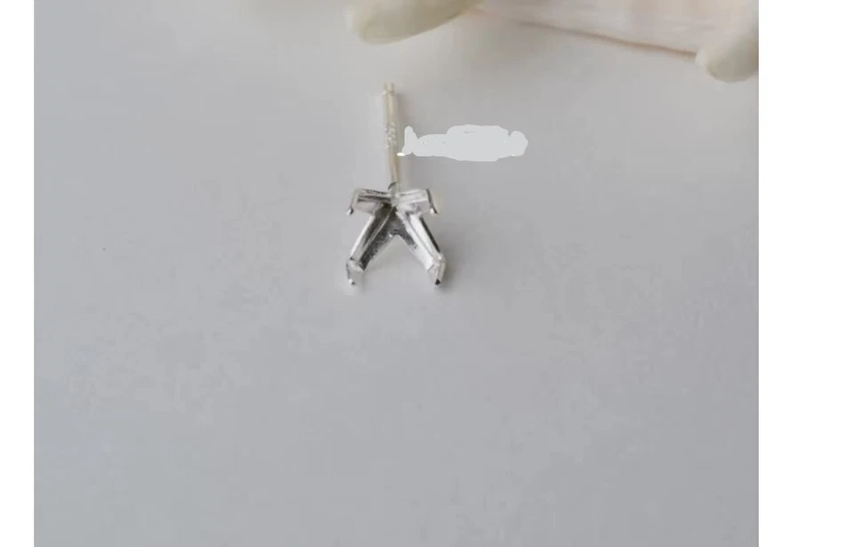 orecchini in argento 925 sterling semi montaggio pietra rotonda 5mm regalo - Immagine 3 di 4