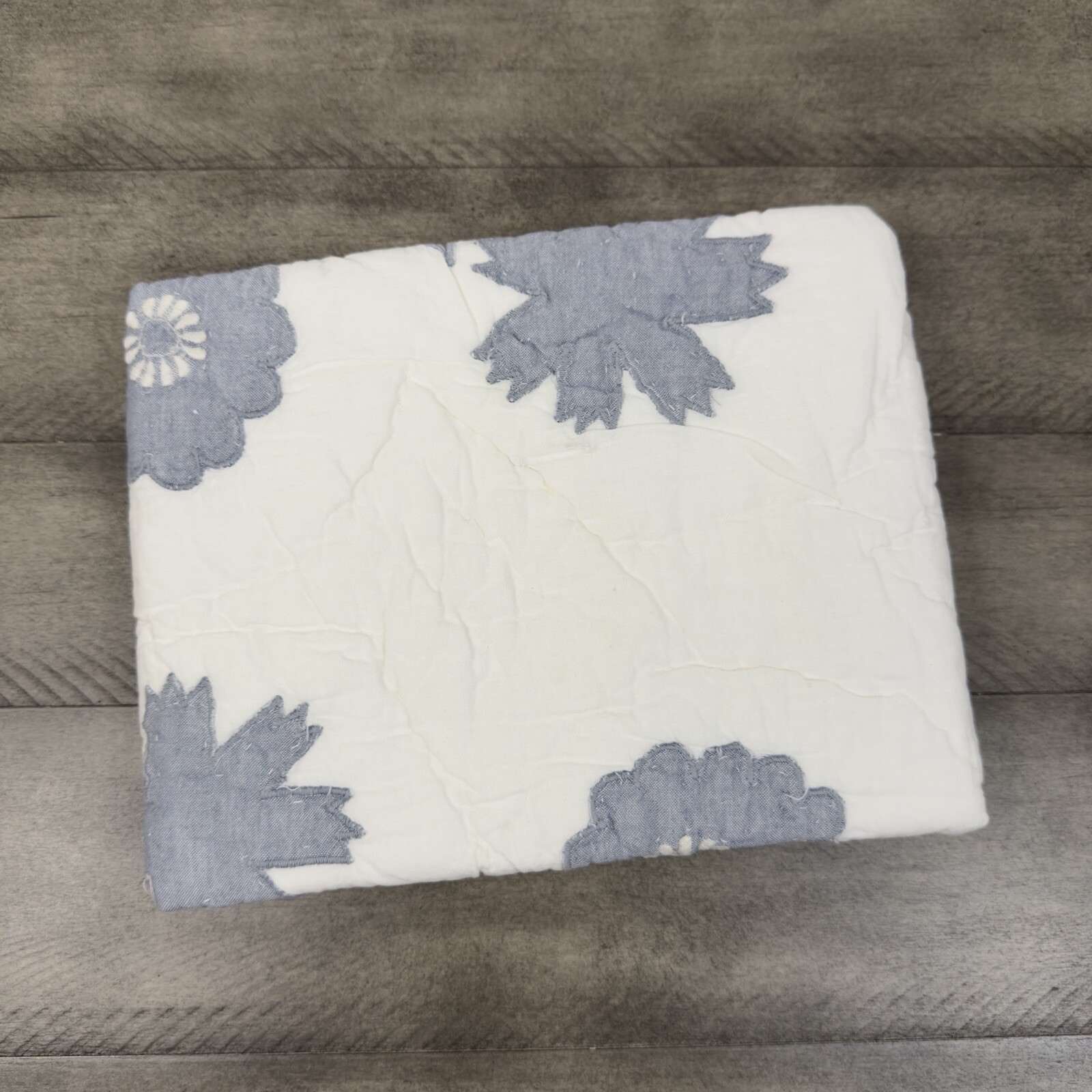 Pottery Barn Lilo Handcrafted Cotton Pillow Sham Standard Blue Chambray