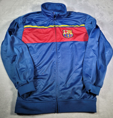 FCB Barcelona Track Jacket Mens M Navy Maroon Full Zip Patch Spell Out Rhinox