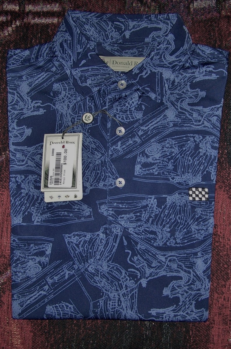 NEW DONALD ROSS Polo Shirt THE BRIDGE GOLF CLUB SAG HARBOR NY Blue