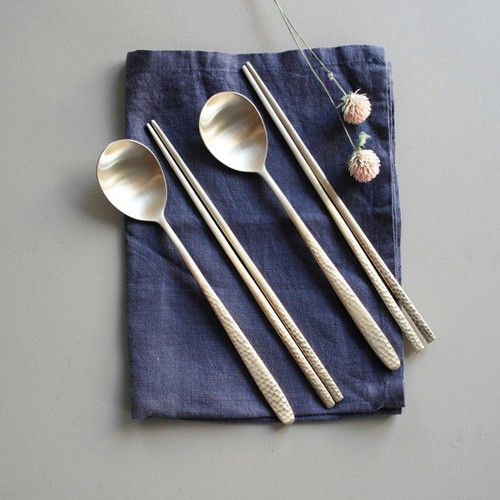 Notdam-Korean-Handmade-Brassware-Bangjja-Yugi-Knocking-Spoon-Chopstick-2set