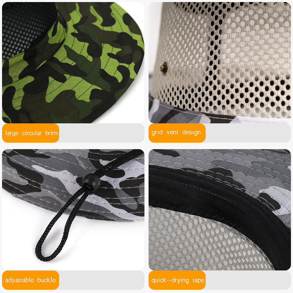 APL Cappello Pesca Sole con Tesa Larga Giardino Escursionismo Boonie Summer Cool Mesh ▽