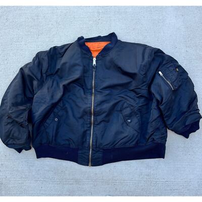 Vintage Black and Orange Alpha Flight Jacket Size XL