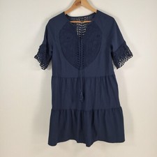 Shein womens dress size 10 navy blue shift short sleeve Vneck 044034
