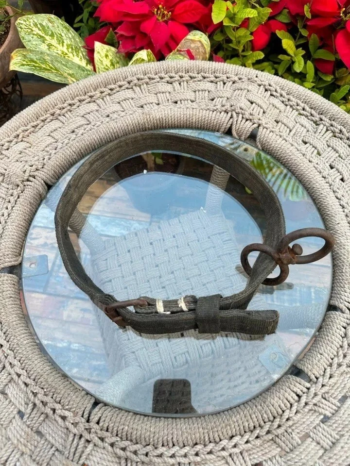 Antique Old Fabric Iron Buckle Belt Strap Adjustable Collar For Heavy Dogs/Puppy - Imagem 4 de 4