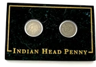 LOT OF 2 1901 & 1903 INDIAN HEAD 1 CENT PENNY VF IN A DECORATIVE SEALED CASE