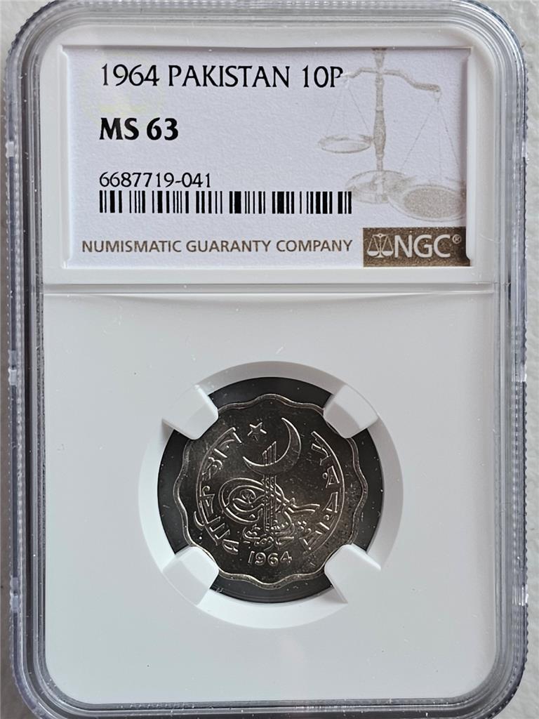 Pakistan 10 Paisa 1964 NGC MS 63