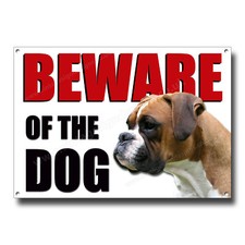 BOXER BEWARE OF THE DOG METAL SIGN,SECURITY,WARNING,GUARD DOG SECURITY SIGN